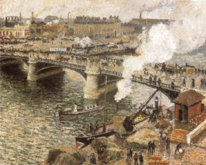 Camille Pissarro Pont Boiedieu in Rouen in a Drizzle oil painting image